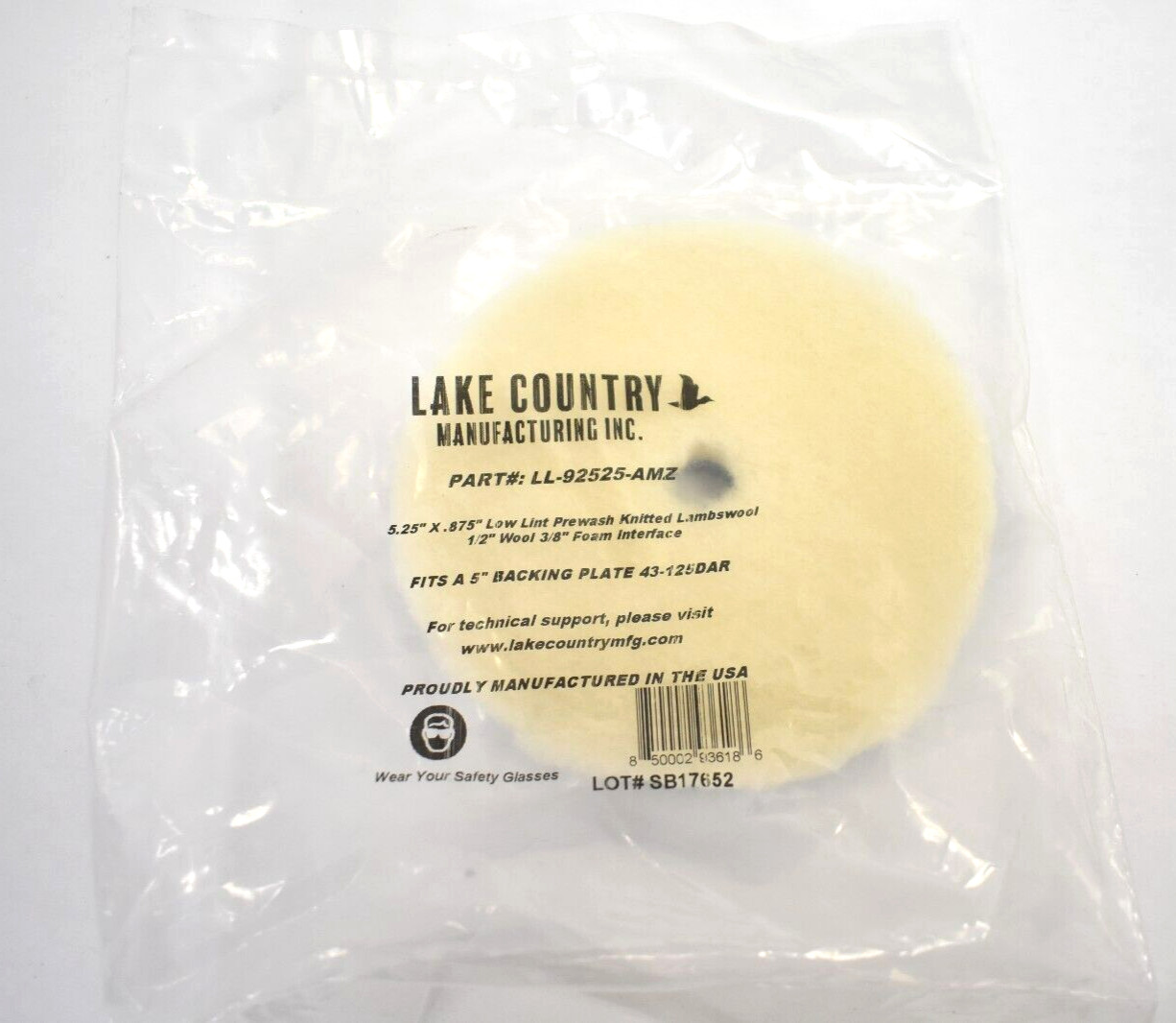 Lake Country Wool Buffing Pad 5.25" x .875" For Dual Action Rotary Machines