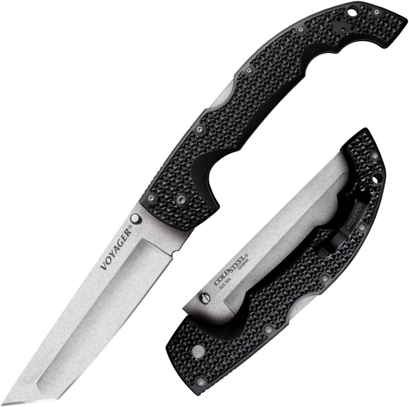 Cold Steel XL Voyager 5.5" AUS10A Tanto Plain Edge Knife Griv-Ex Handle Tri-Ad