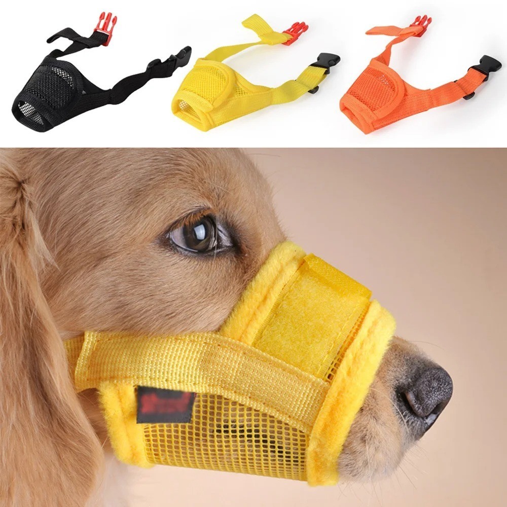 Dog Muzzle Mouth Cover Anti Bite Barking Chewing Mesh Mask Small Large Pet Cat