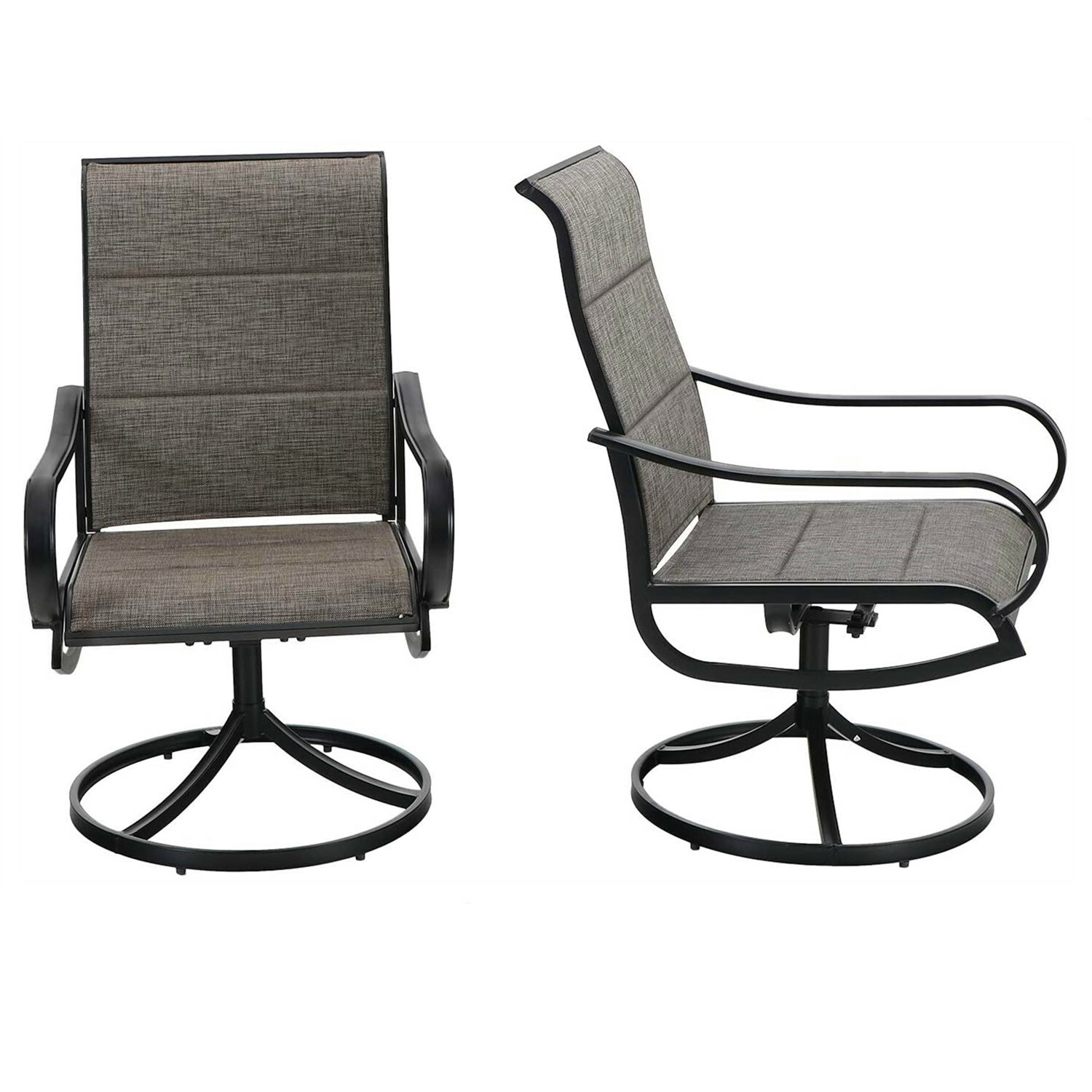 Swivel Patio Dining Chair Set of 2 High Back Outdoor Chairs Furniture