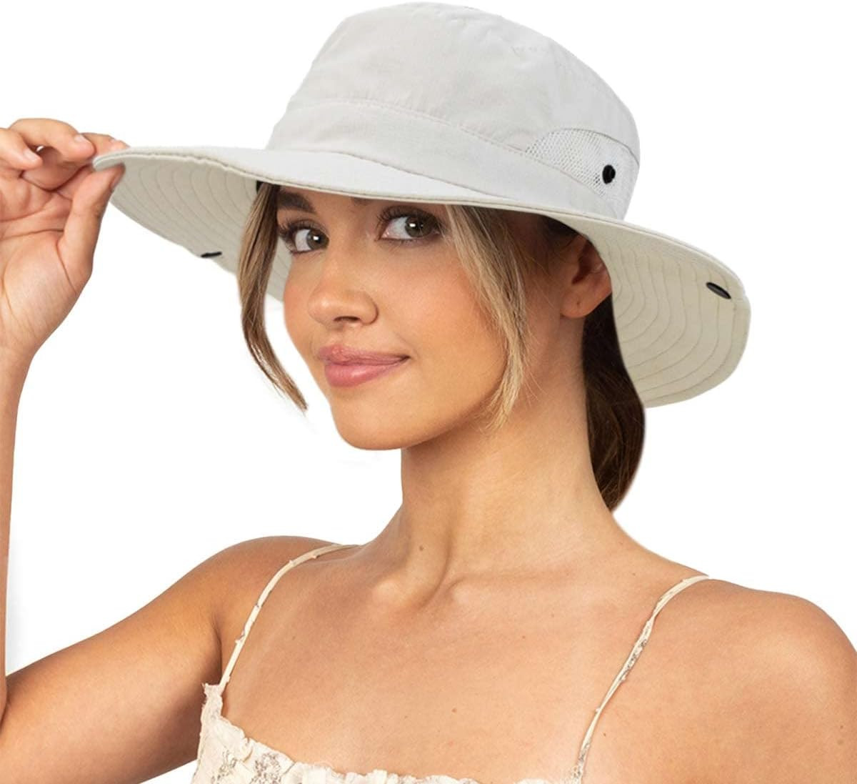 Sun Hat for Women Summer UV Protection Beach Hat Wide Brim Mesh Bucket Fishing H