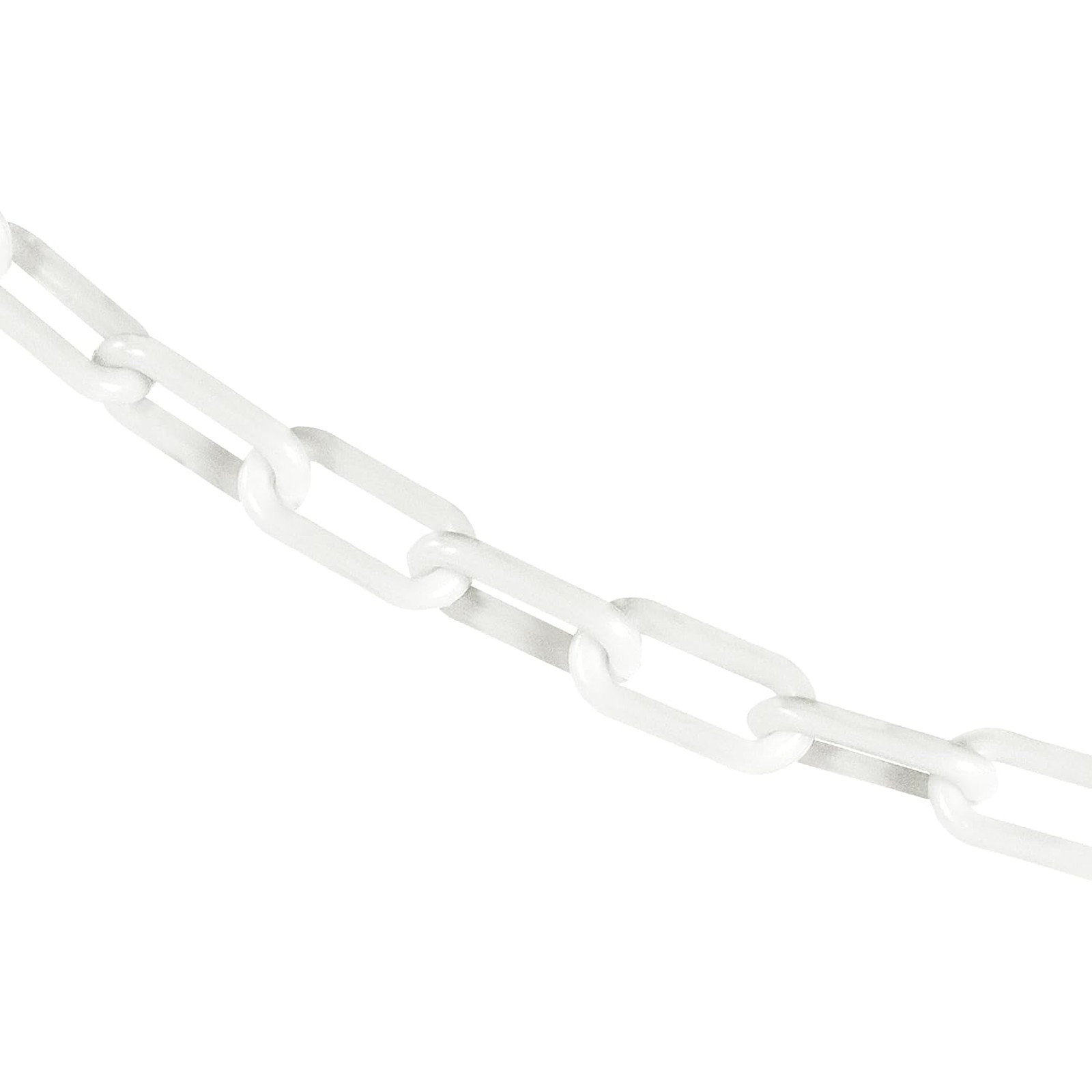 Plastic Chain Safety Barricade White 1.5 Inch Link Diameter 25 Foot UV Resistant