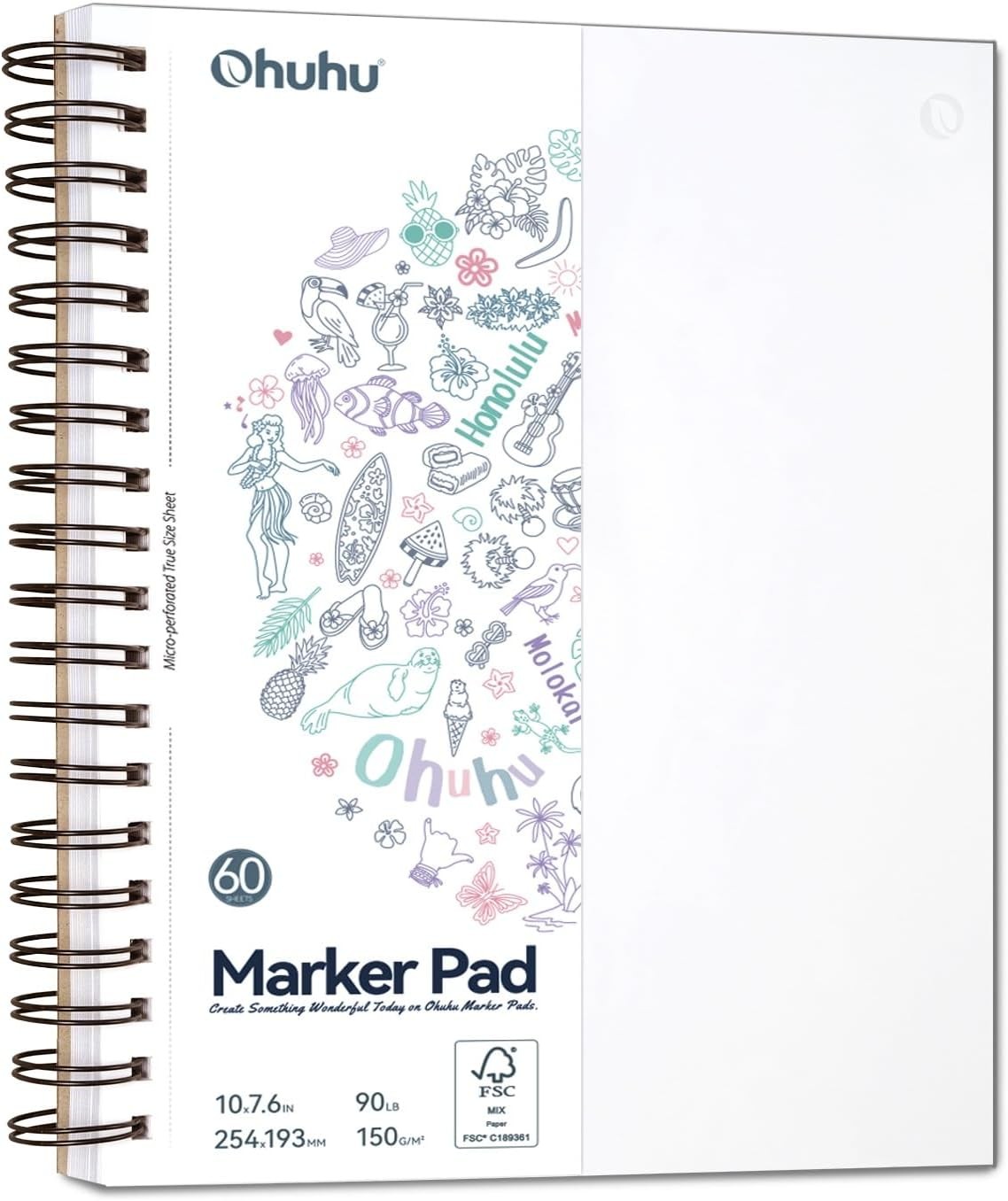 Ohuhu Double-Sided Marker Pad Art Sketchbook Bleedproof - 7x10 Large Paper