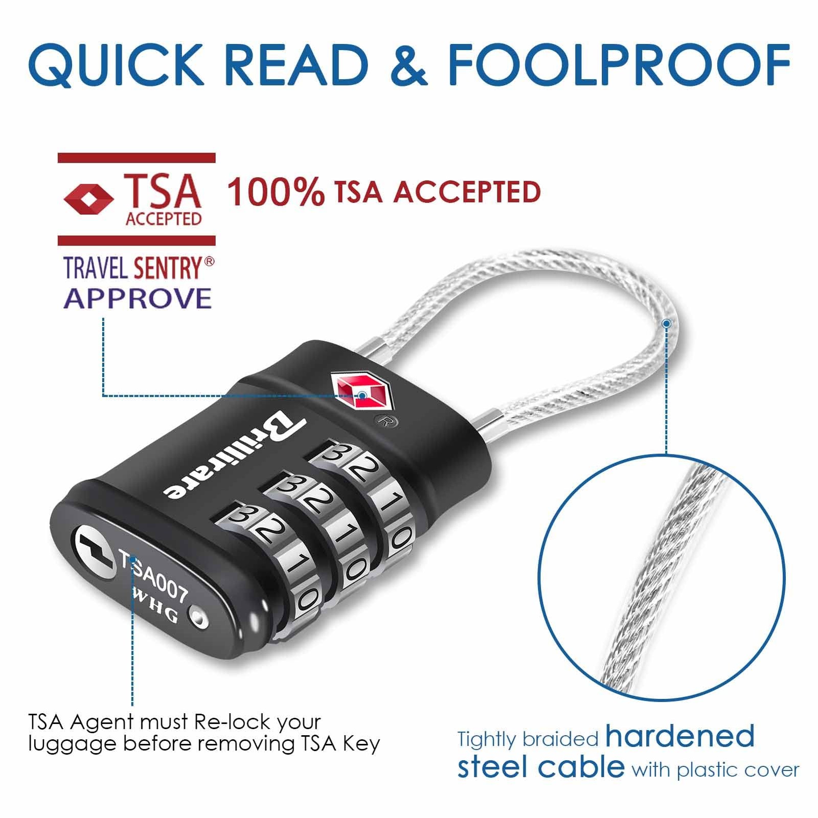 2 Pack TSA Approved Luggage Locks, Combination Travel Cable Small, 2