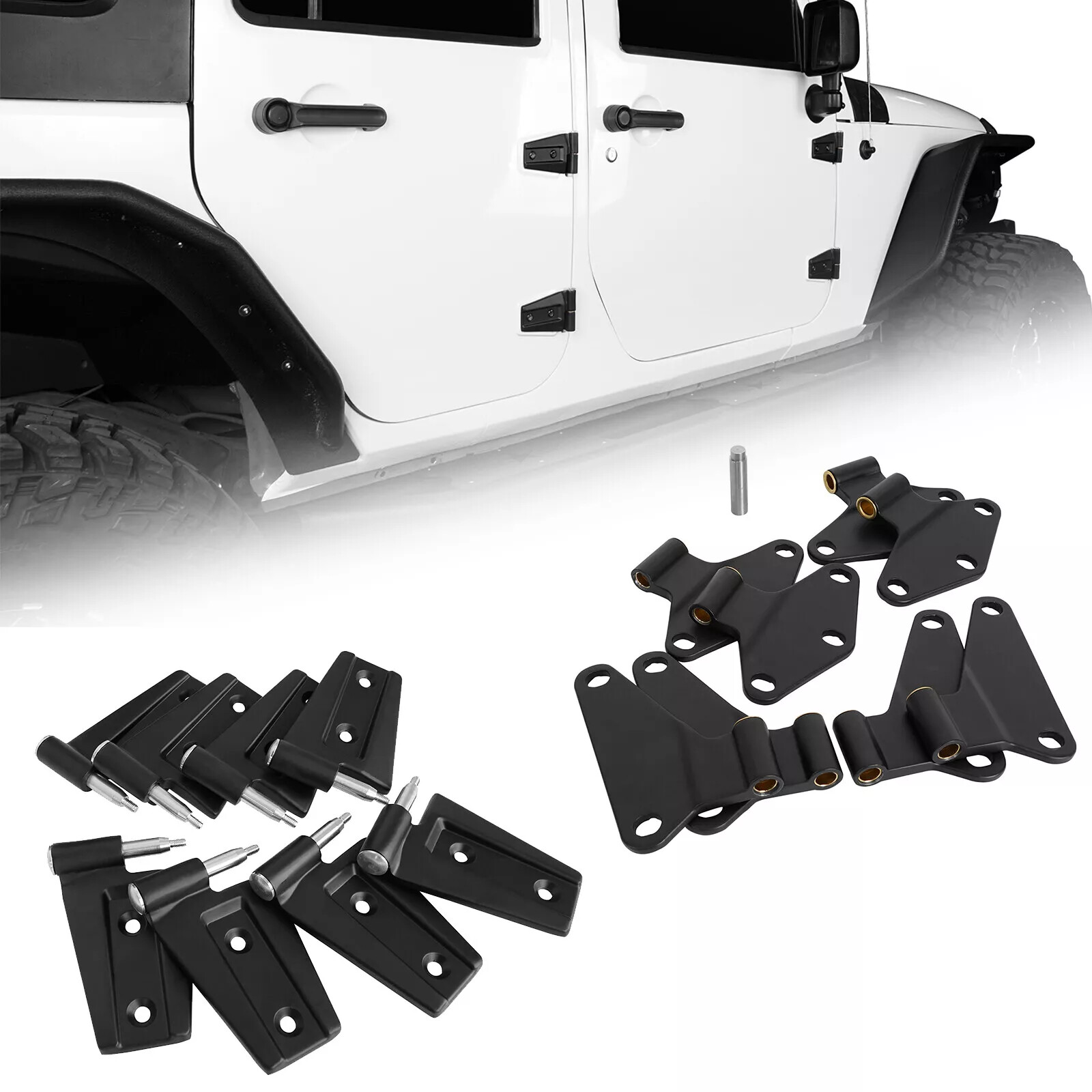 16X Upper + lower Door Hinges Factory Powder Coat For Jeep Wrangler JK 2007-2018