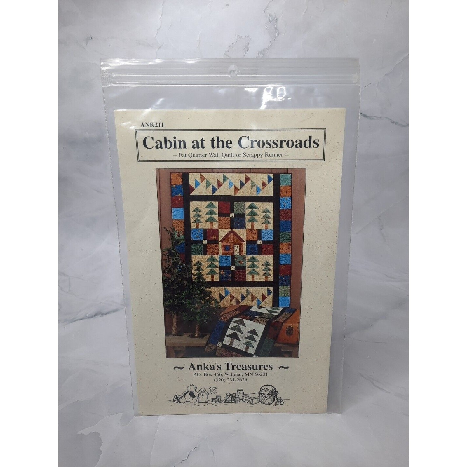 2001 Anka's Treasures Quilt Pattern Cabin At The Crossroads Wall Quilt Runner