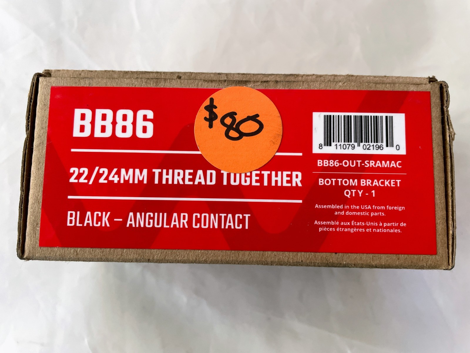 Wheels Manufacturing BB86/92 Thread Together BB for 24/22mm (SRAM) Cranks