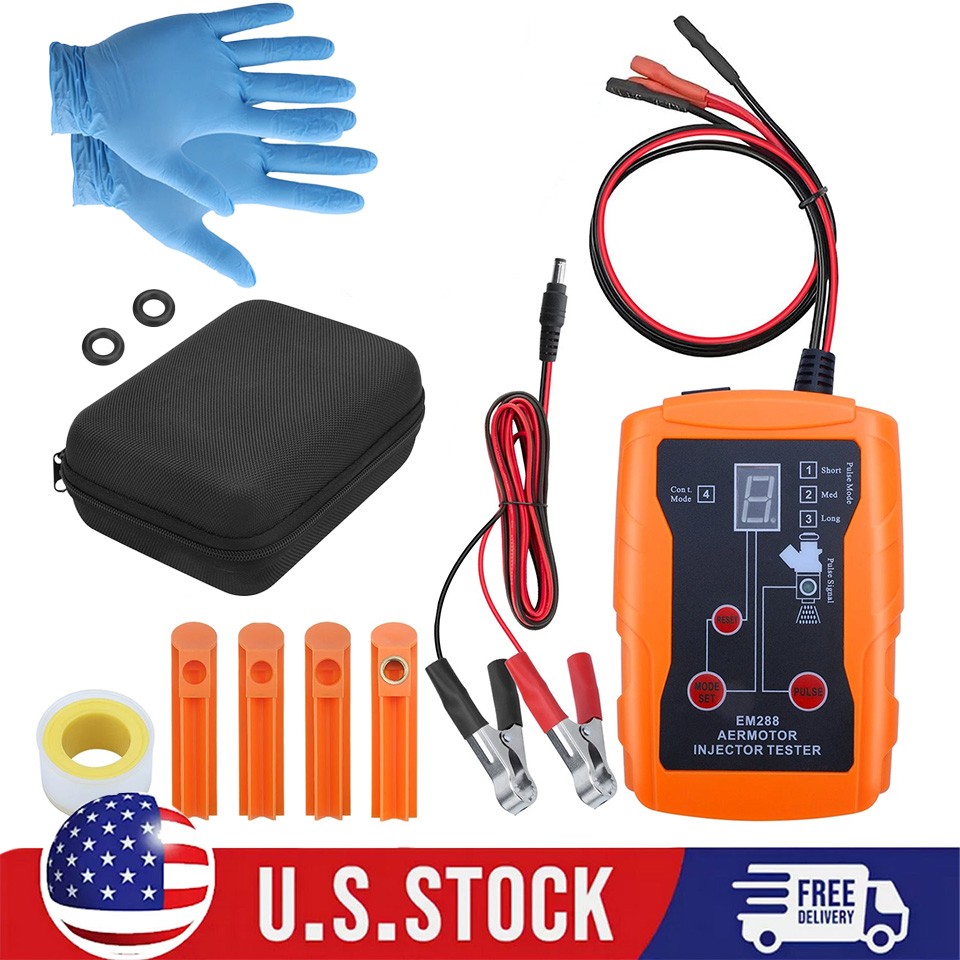 Universal 12V Fuel Injector Tester Cleaner & Adapter DIY Cleaning Tools Kit Set