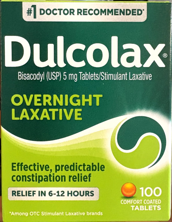 Dulcolax Laxative Gentle Constipation Relief 100 Tablets Doctor Recommended Seal