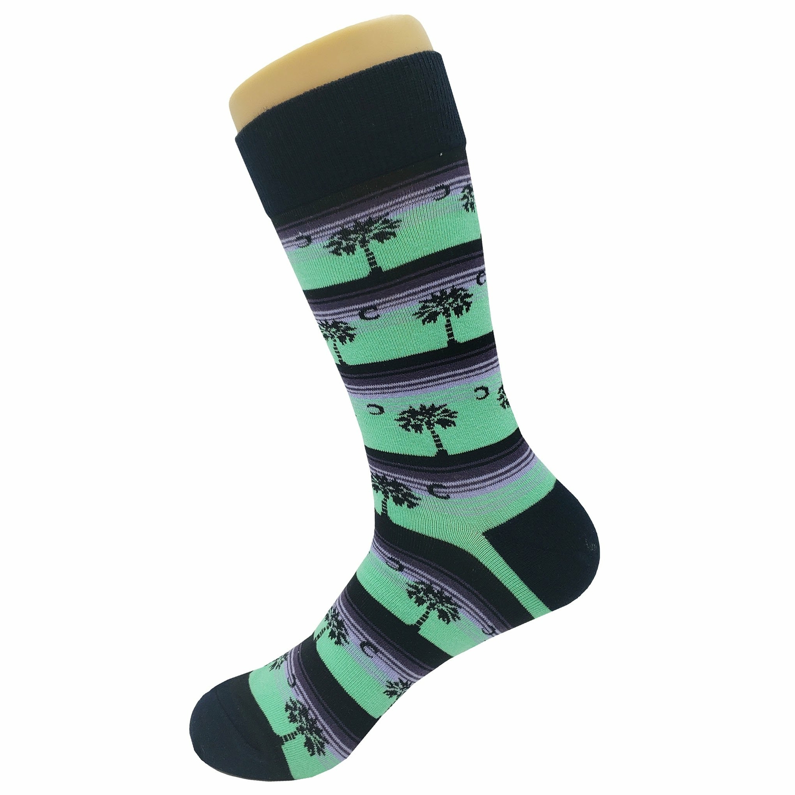 NWT Palm Tree Night Dress Socks Novelty Men 8-12 Teal Crazy Fun Sockfly