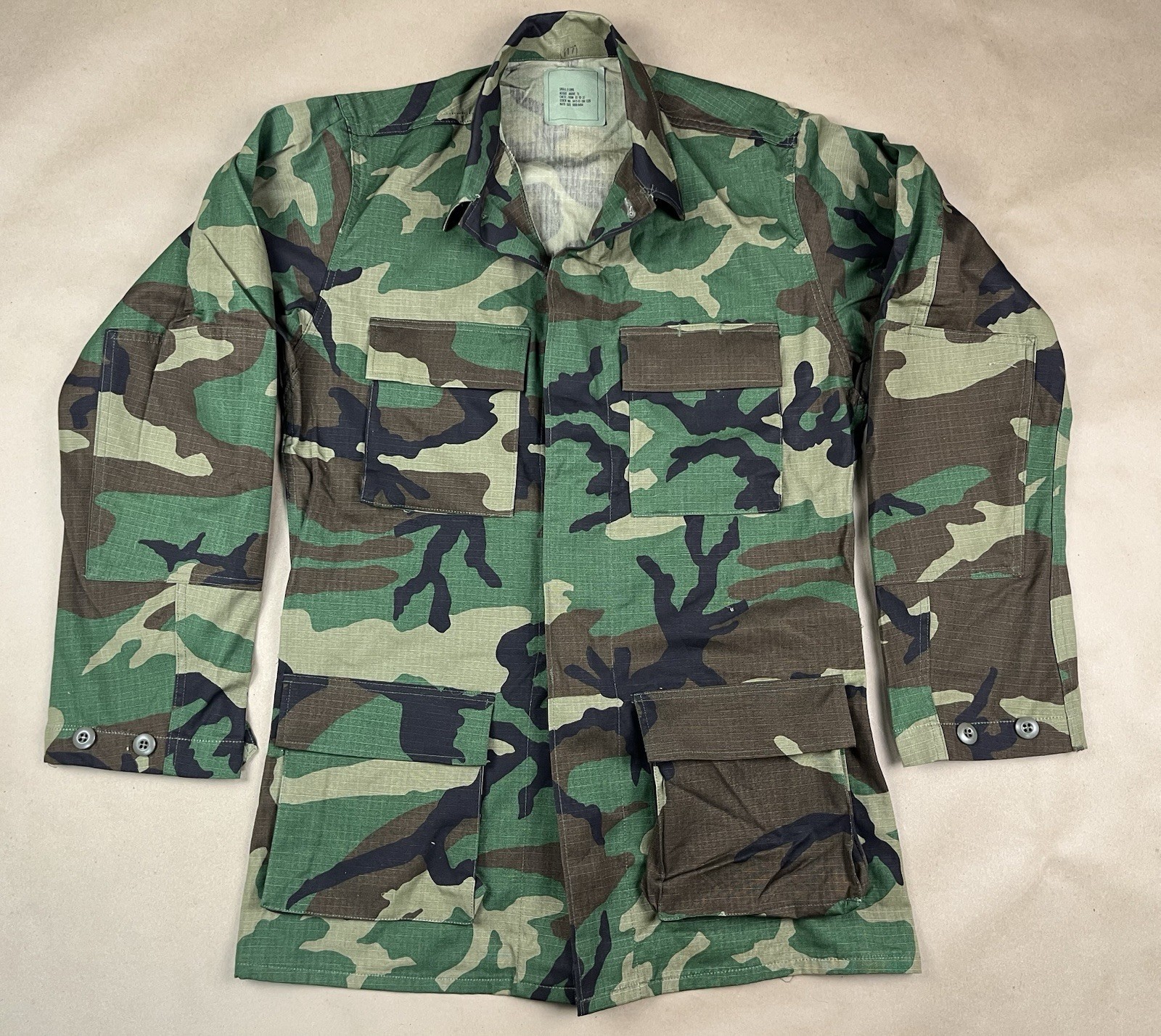 US Military BDU Combat Coat Shirt Hot Weather Size Small X-Long 1989 NOS