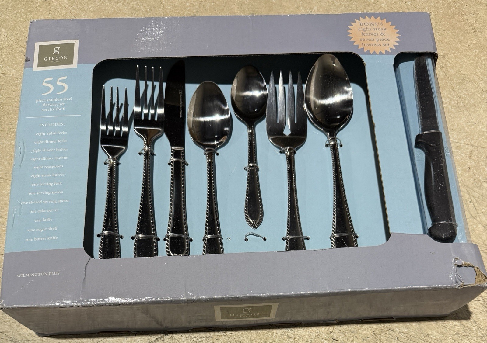 Gibson Home Wilmington Plus 55-Piece Flatware Set NIB