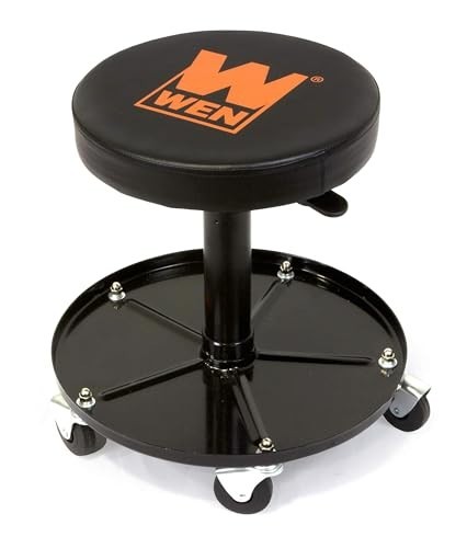 300 lb Capacity Pneumatic Rolling Mechanic Stool with Adjustable Height & Wheels