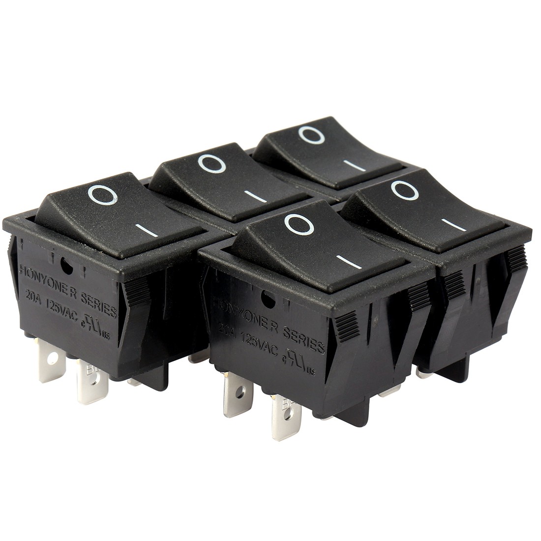 5pcs AC 20A/125V 22A/250V DPST 4P 2 Position I/O Boat Rocker Switch