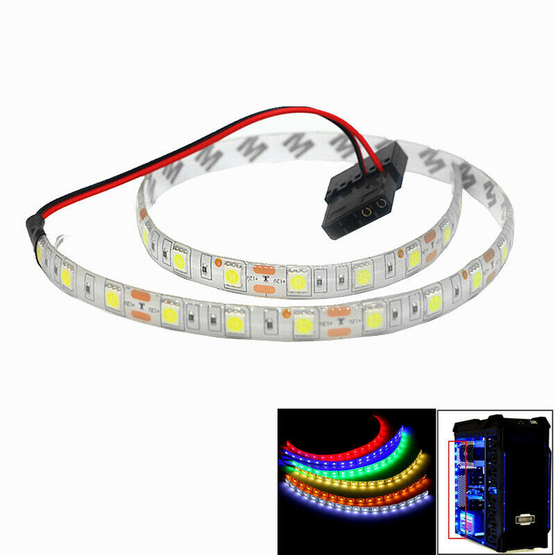 1/2m led RGB Strip light pc case 12V Background PC Computer Molex Connector 4Pin