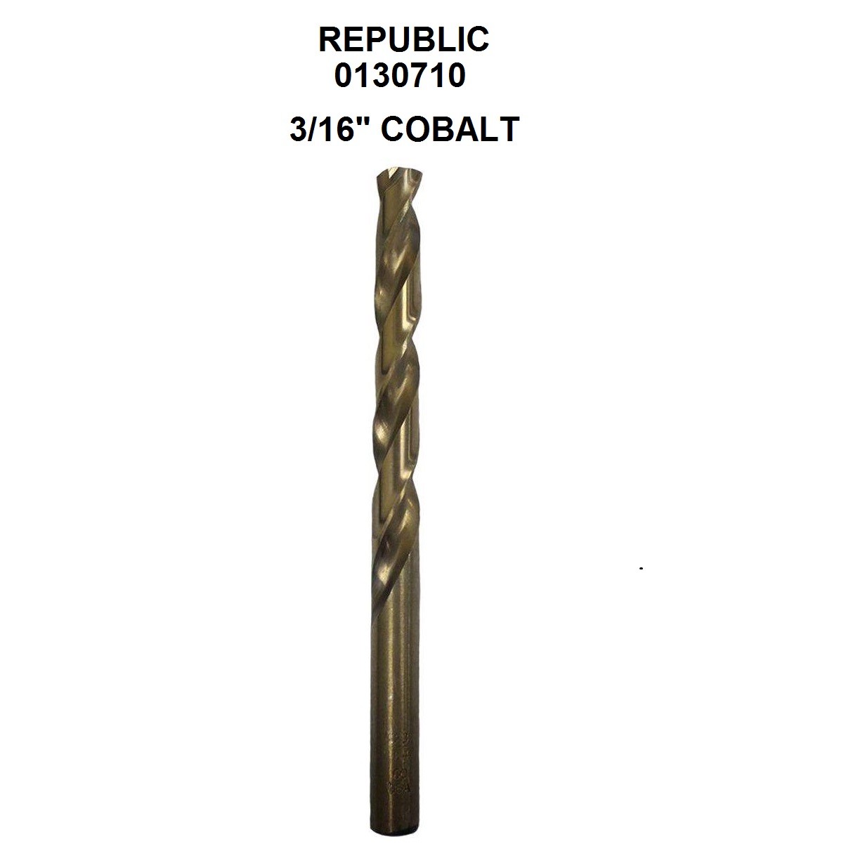 NEW 1pc Republic USA 3/16" Cobalt Heavy-Duty Jobber Twist Drill, 0130710