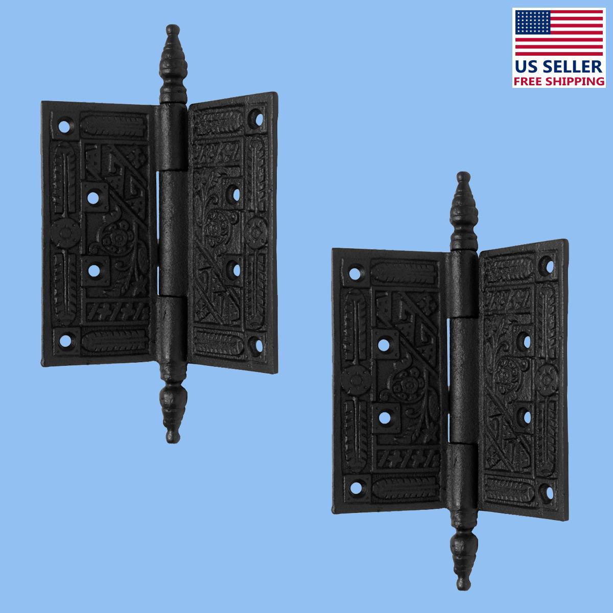 Renovators Supply 7.5" Antique Wrought Iron Hinges Crown Head Butt Hinges 2pcs