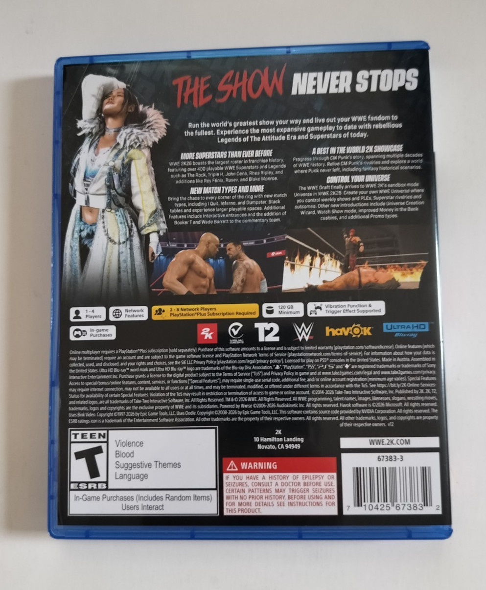 Replacement Case Only for WWE 2k26 PlayStation 5 PS5 AUTHENTIC