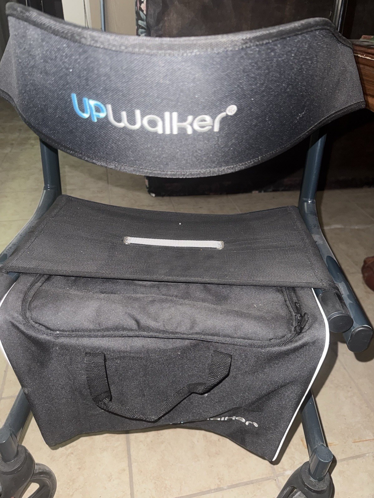 UPWalker 4-Wheel Upright Rollator Walker w/ Armrests, Seat, Storage Bag Black