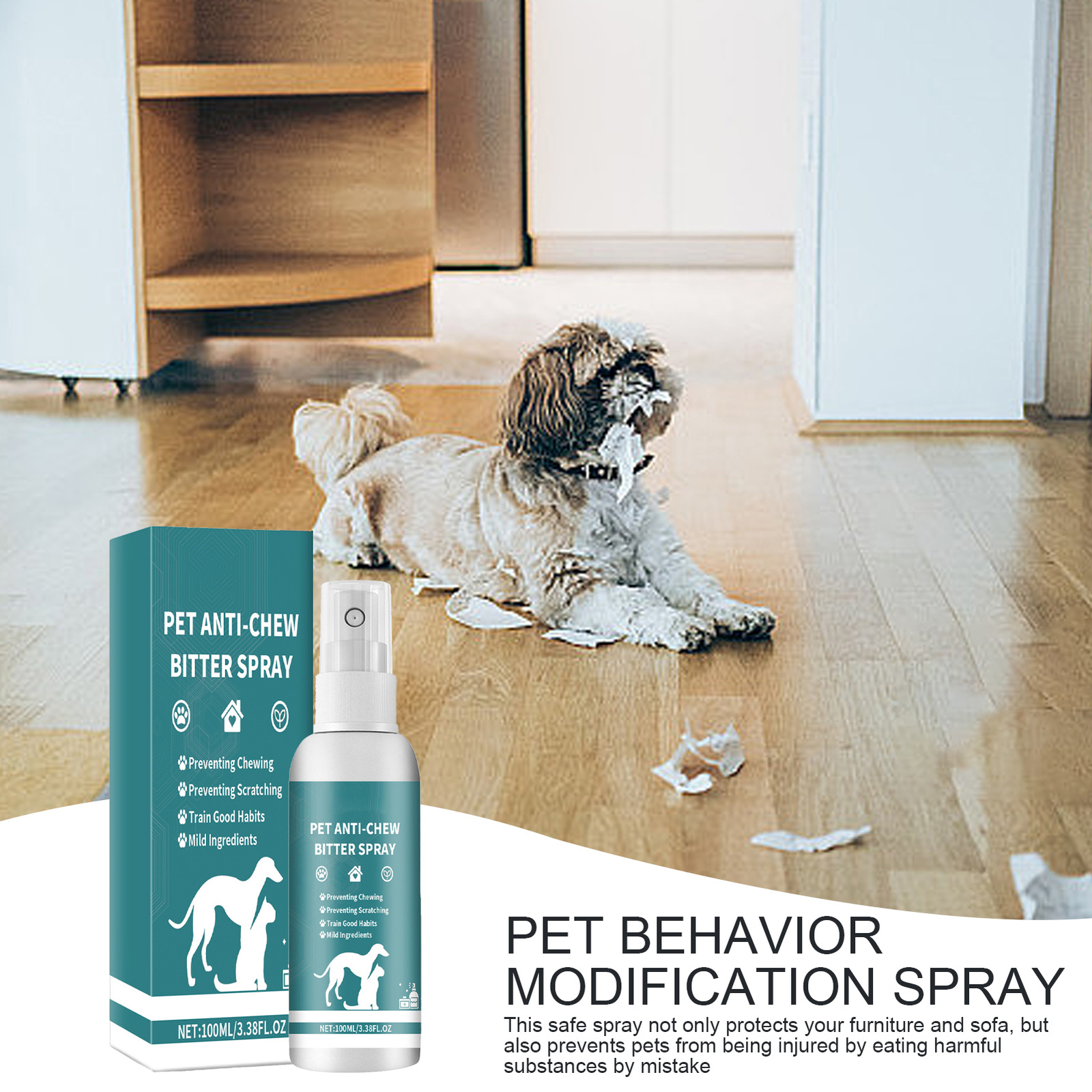 for Pet Stop Chewing Behavior Corrector Training Aid for Dog & Cat Bitter Spray