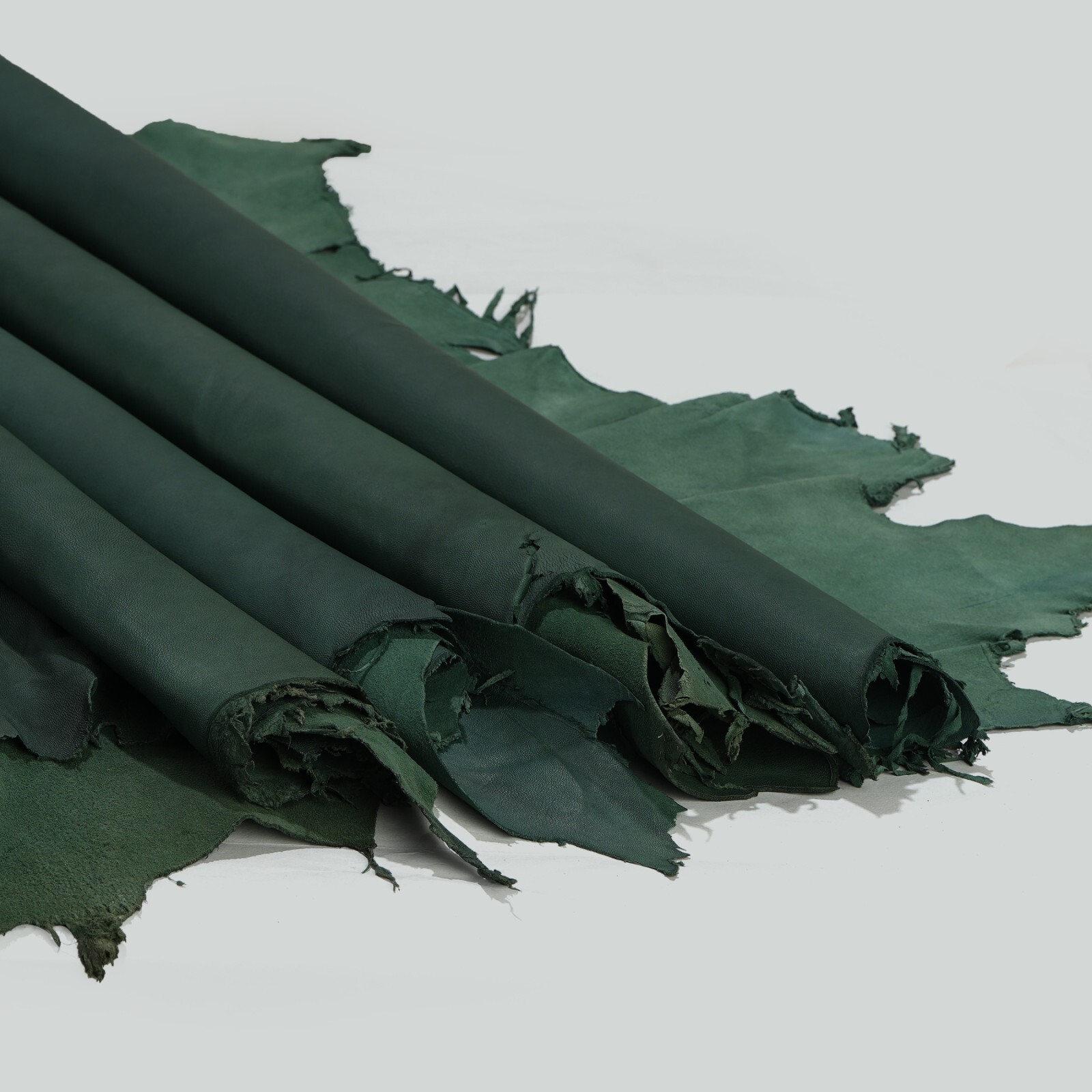 Indian Hides Lambskin soft Leather hide skins pack of 2 Burnt Green 6sqf Napa sk
