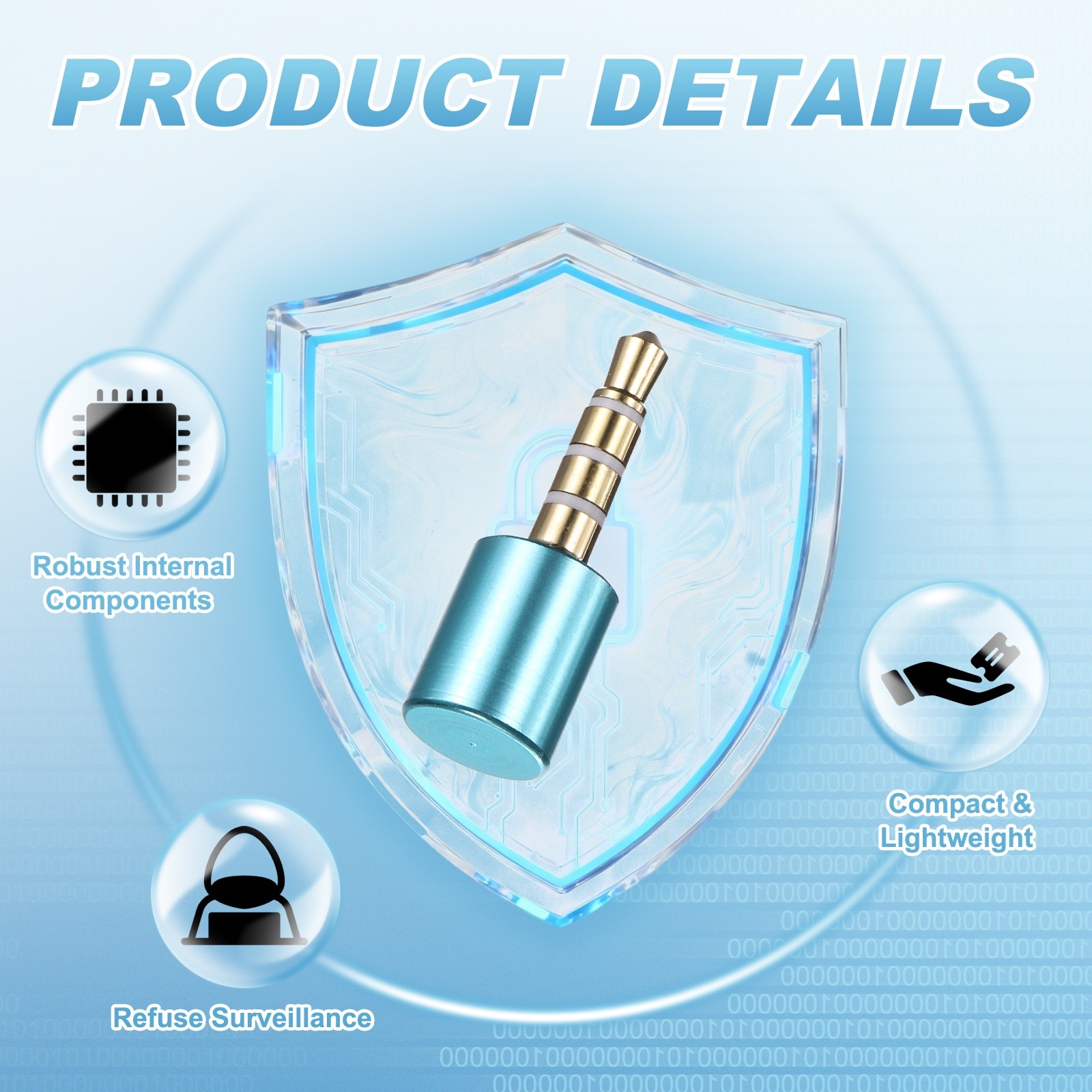 2 Pcs Microphone Blocker, USB 3.5mm Audio Blocker, Blue