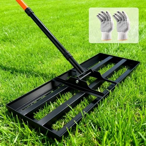 Lawn Leveling Rake 30x10 inch, Heavy Duty Lawn Leveler Tool with 78"