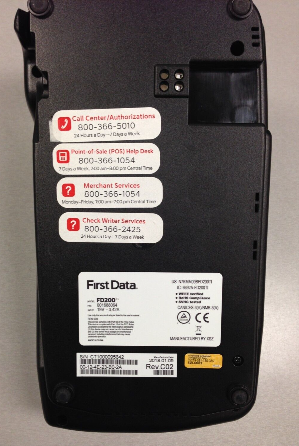 First Data FD200 WiFi Terminal & Check Reader NO POWER ADAPTER