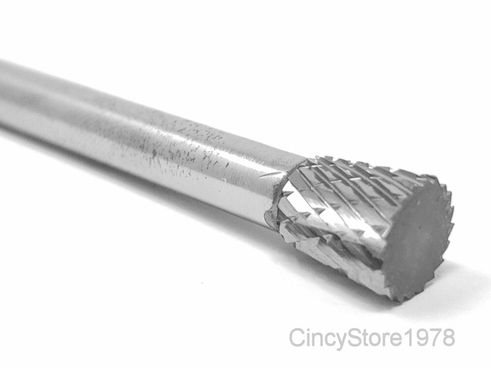 SN2D Taper Shape Tungsten Carbide Burr Bur Cutting Tool Die Grinder Bit 1/4" NEW