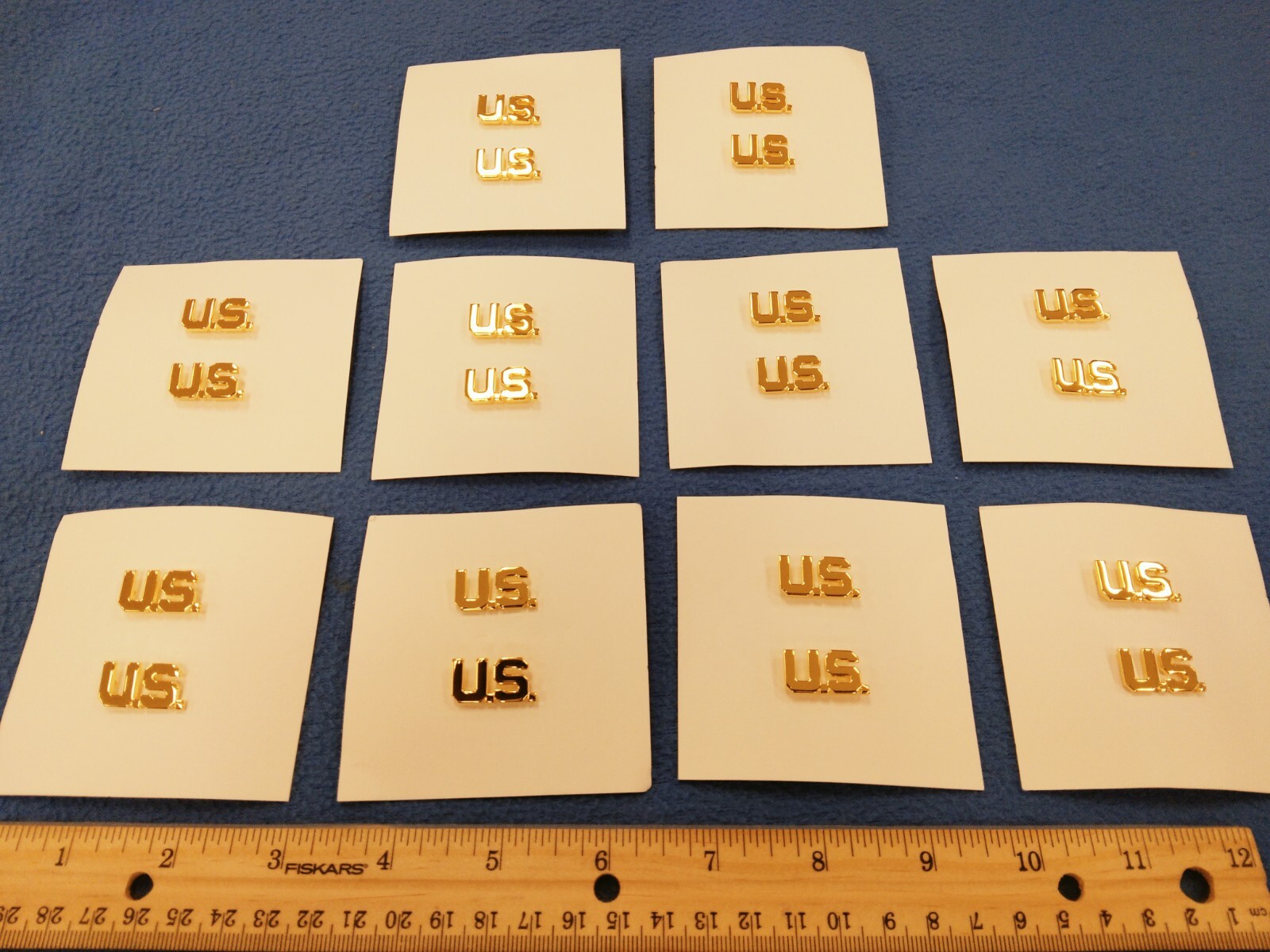 LOT OF 10 PAIRS OF U.S. ARMY GOLD TONE - COLLAR PINS SETS - NEW V-21