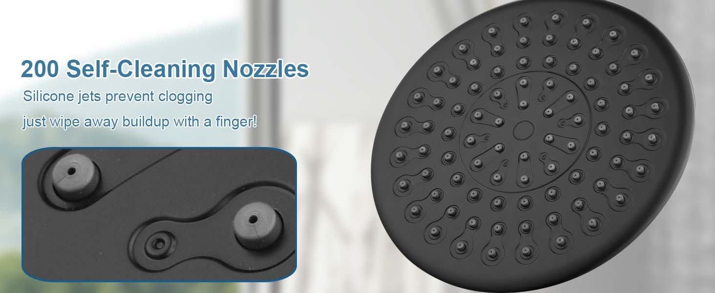 5-Function Retrofit Shower System Matte Black 9 Inch Rain Shower Head with