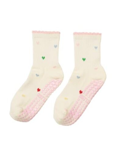 Crew Half Calf Grip Socks, Cutest Fruits 5-10 Mini Heart Petal Effortless Club