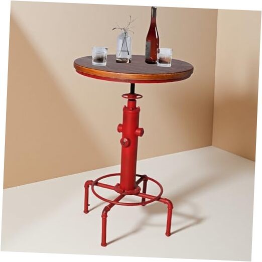 Industrial Bar Table 31.5-41.3" Adjustable Pub Table Kitchen Dining Coffee Red