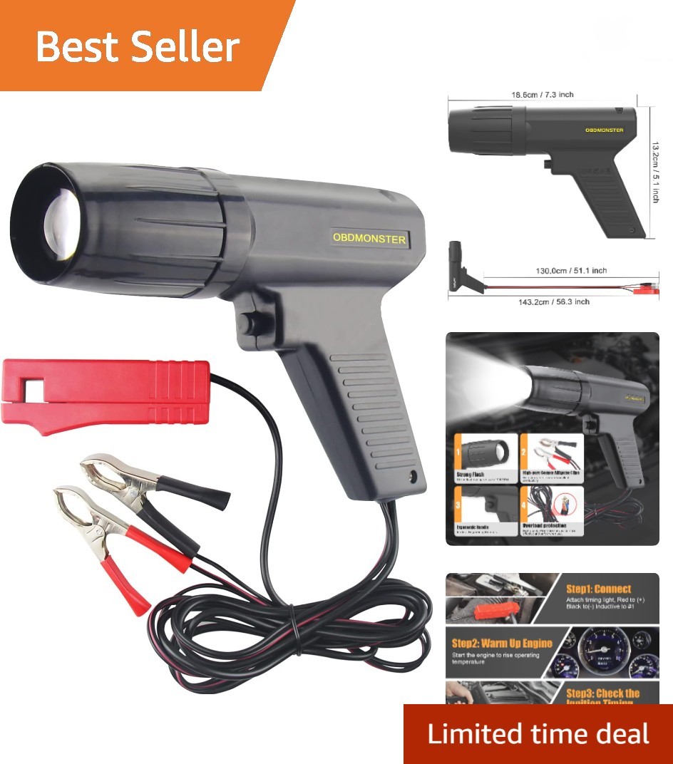 Automotive Timing Light 12V, Inductive Ignition Timing Light Gun for 2&4 Stro...