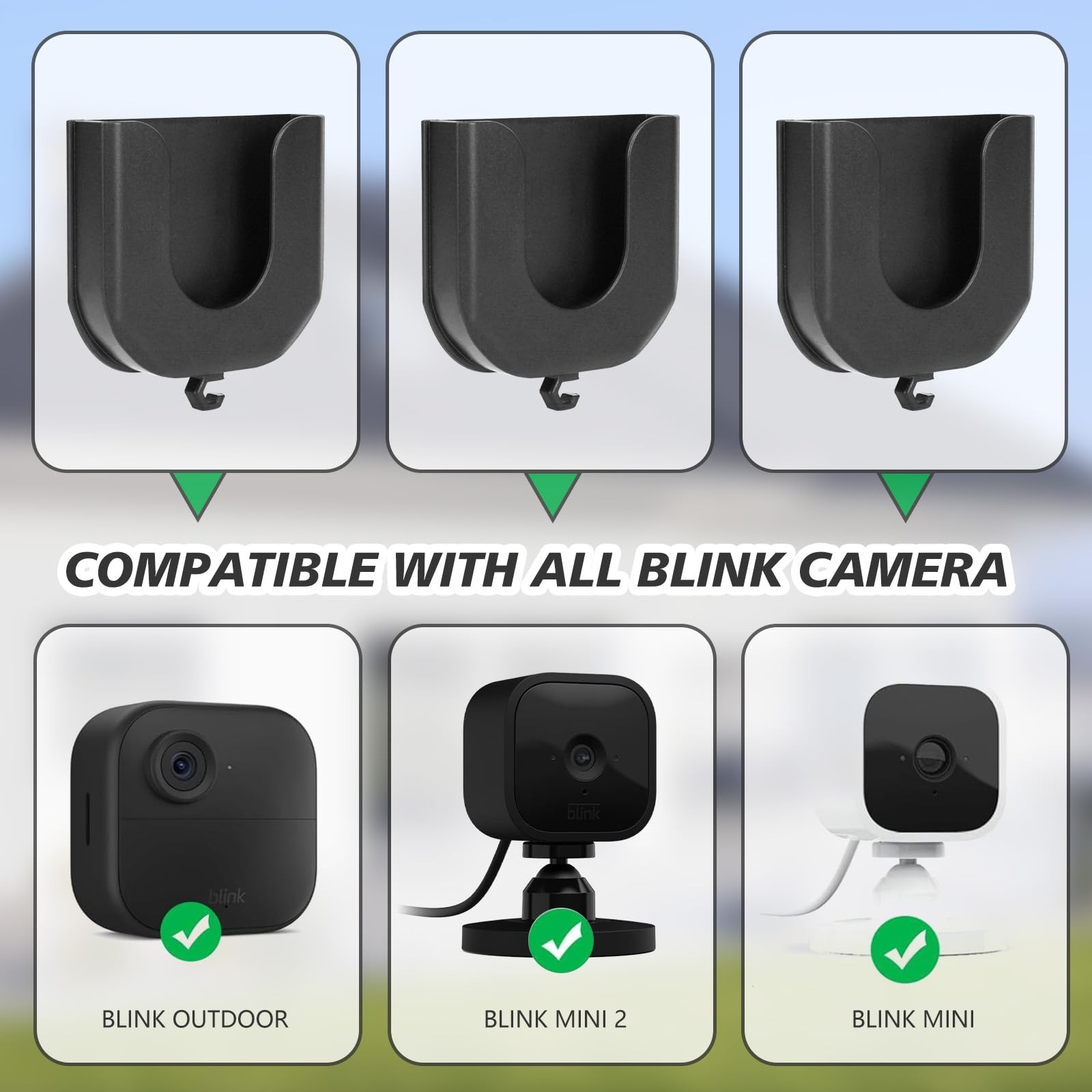 Blink Camera Mount 3 Pack No Drill HBV Adhesive for Blink Outdoor 4, Mini 2