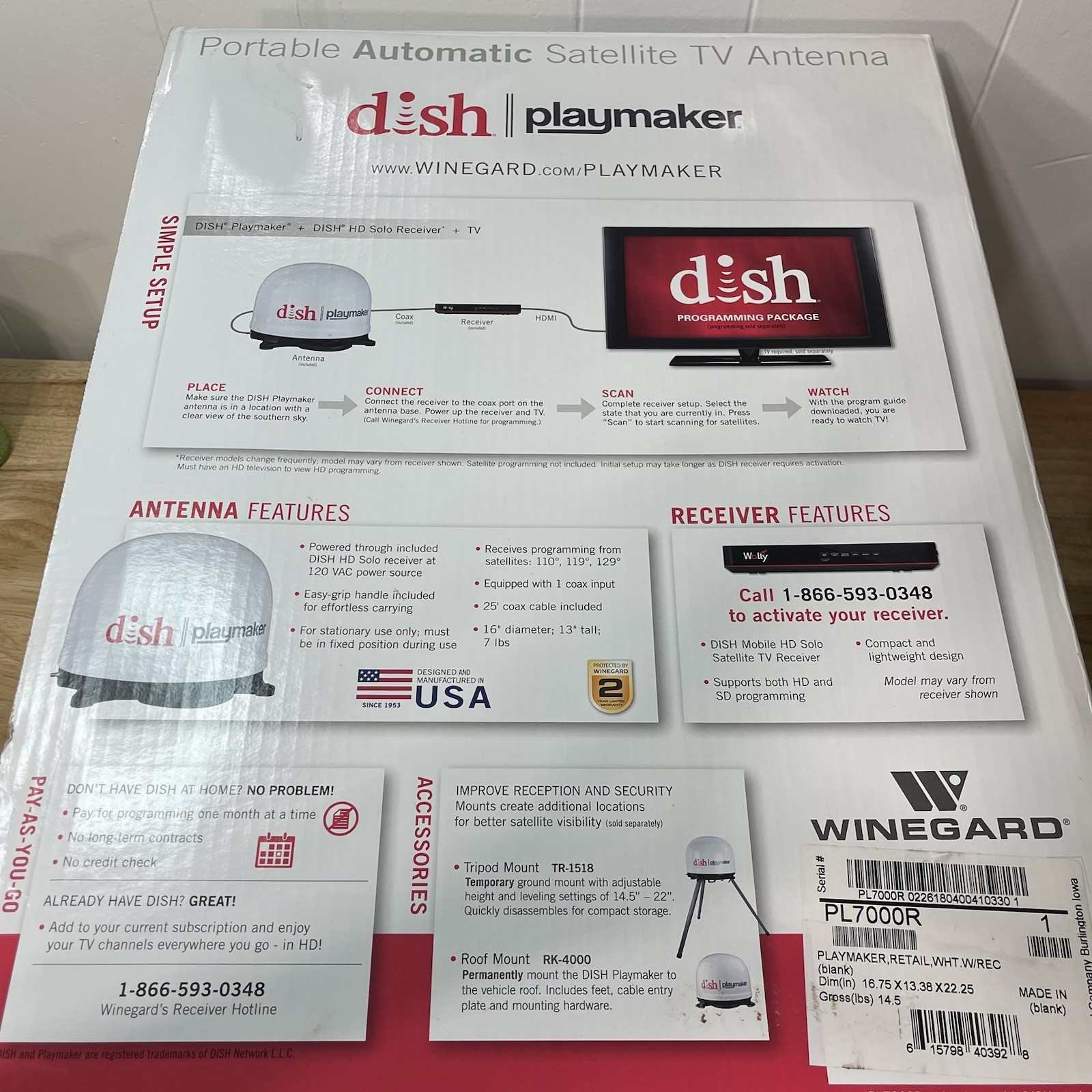 Winegard Playmaker Portable Satellite Antenna With Receiver