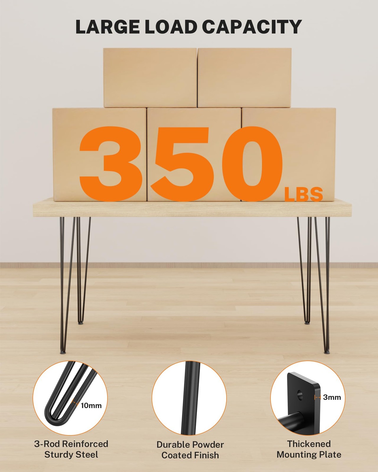4 PCS 28 inch Hairpin Table Legs Heavy Duty Steel Furniture Leg with Protector