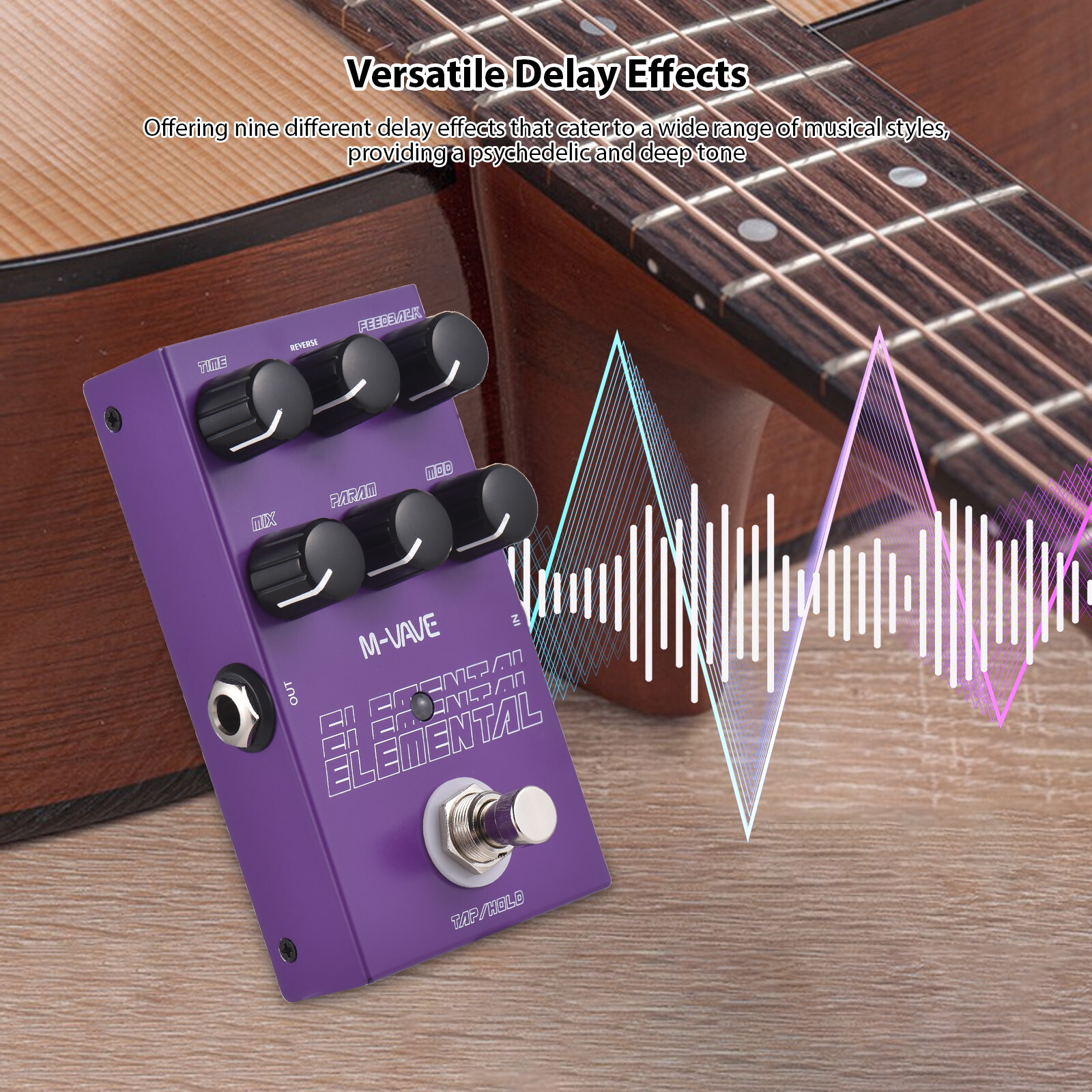 M-VAVE ELEMENTAL Electric Guitar Delay Pedal with 9 Metal Effects