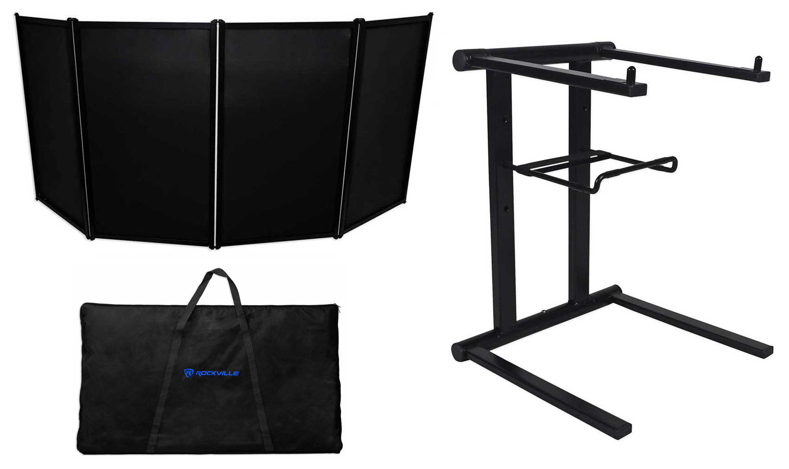 Rockville RFAAB DJ Event Facade Light Weight Booth+Travel Bag+Scrim+Laptop Stand