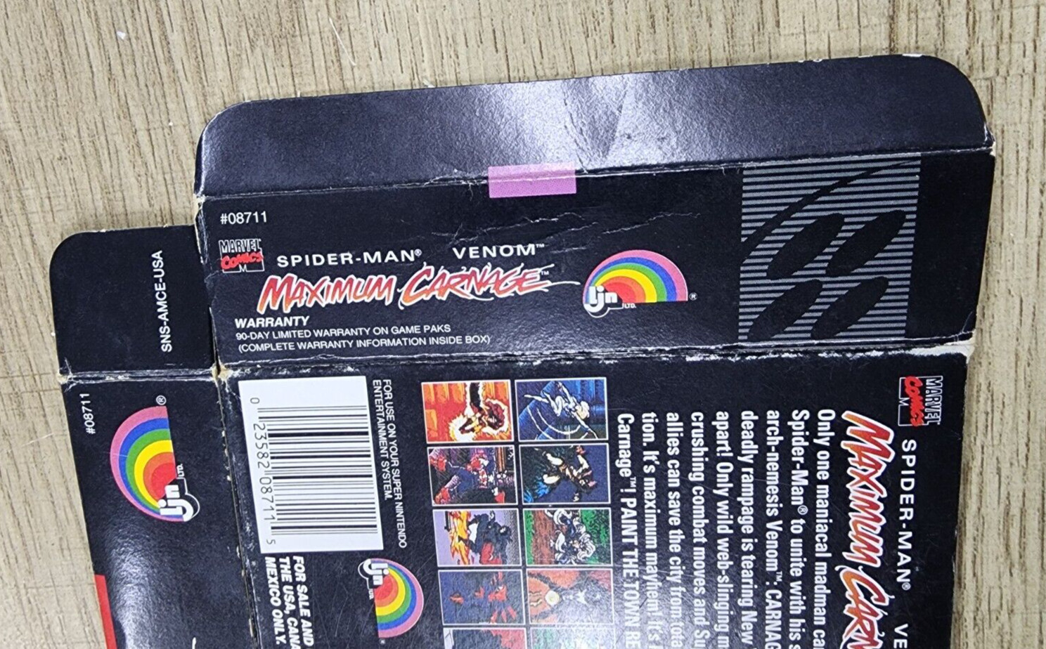 USED AUTHENTIC BOX ONLY - NO GAME - NO MANUAL - MAXIMUM CARNAGE - SNES