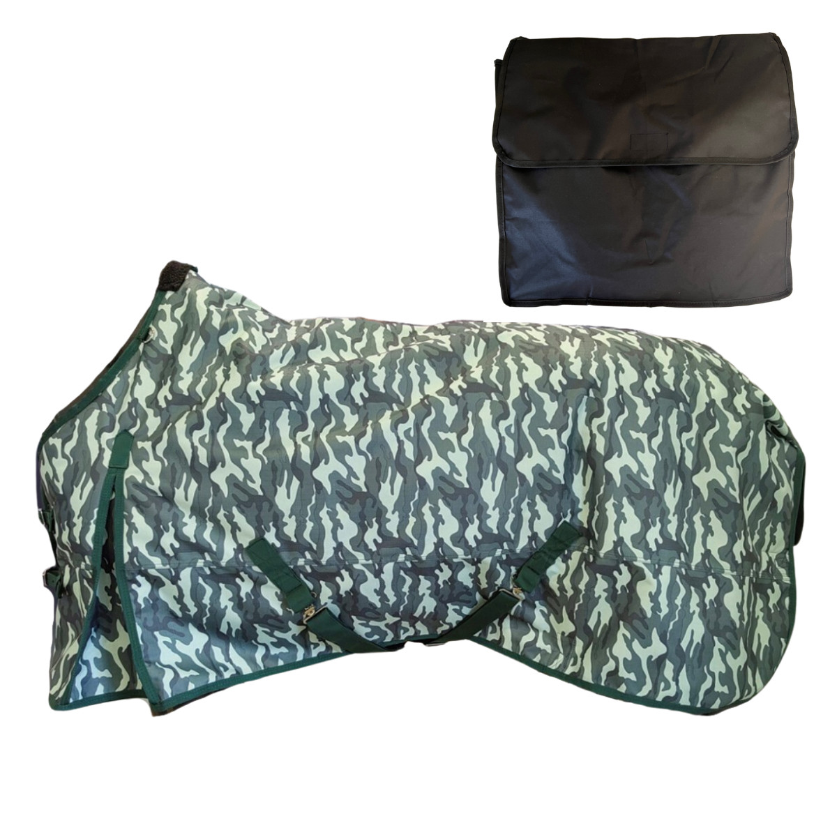 AJ Tack 1200D Waterproof Turnout Horse Blanket with Storage Bag, Camouflage