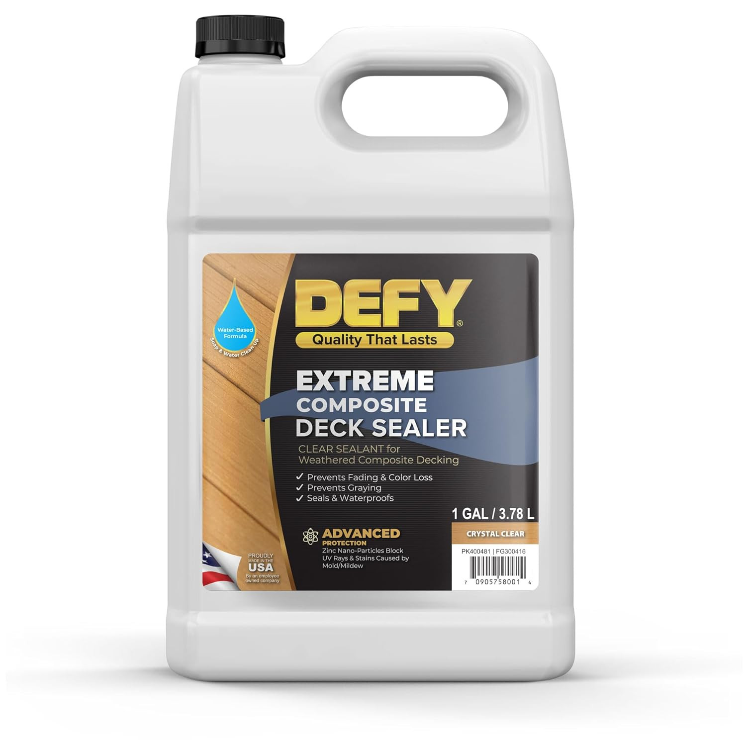 DEFY Extreme Composite Deck Sealer – Crystal Clear Waterproof Sealant for Wood &