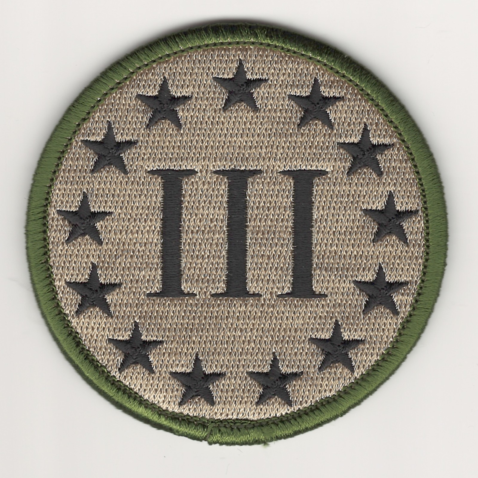Roman Numeral III Patch 3” Tactical Embroidered Hook Fastener Morale Badge