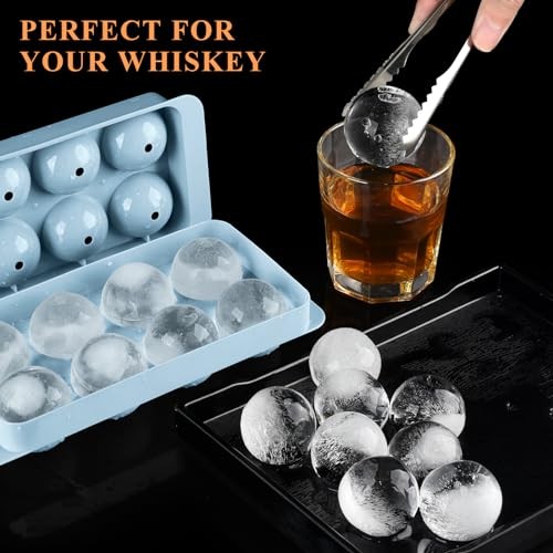 Round Ice Cube Mold,8 PCS x 1.8 in Whiskey Ice Cubes,Circle Ice Cube Tray with