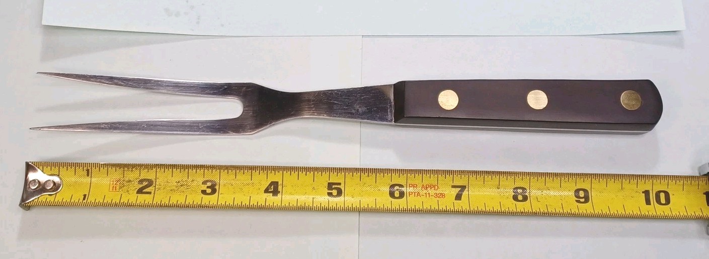 Vintage SABATIER 10" Carving Fork, W/ Traditional Composite Blk Scales France