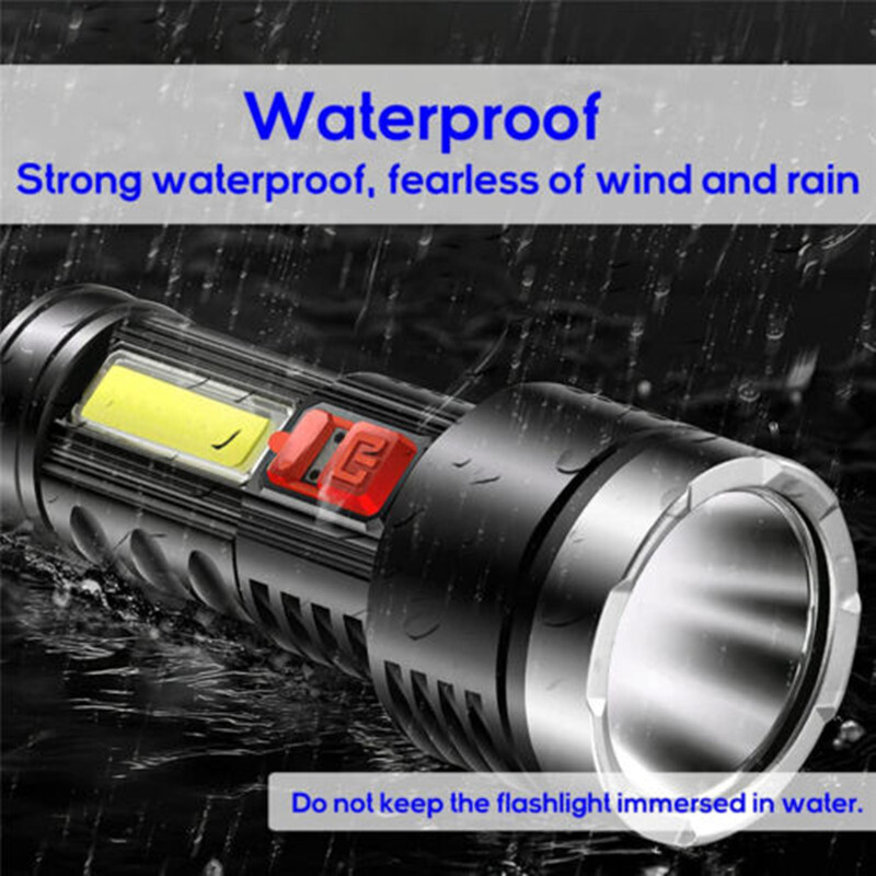4 Modes Rechargeable Flashlight Super Bright Multi-function Camping COB Torch