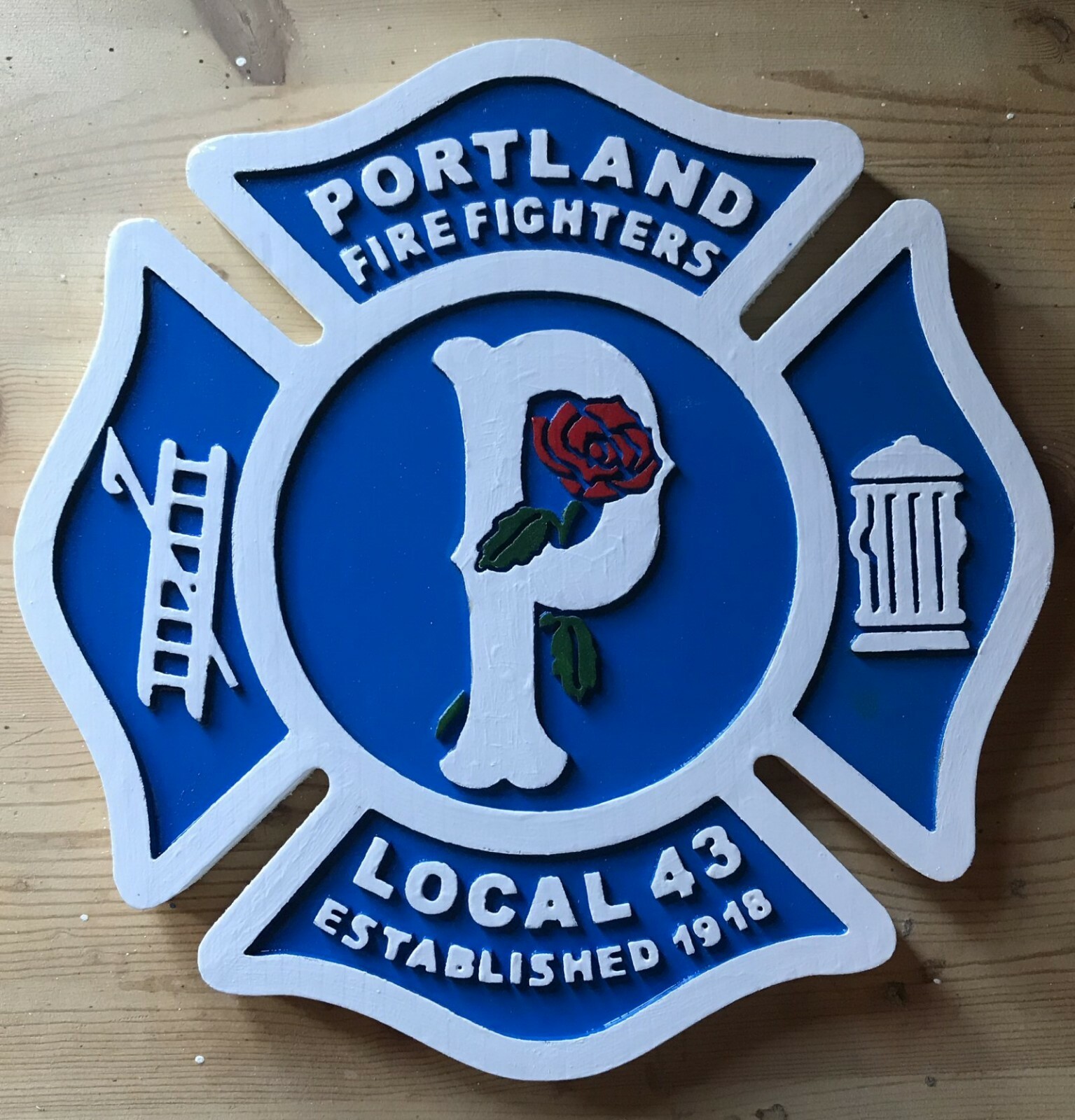 Fire Department Portland 3D routed  custom patch sign Custom carved