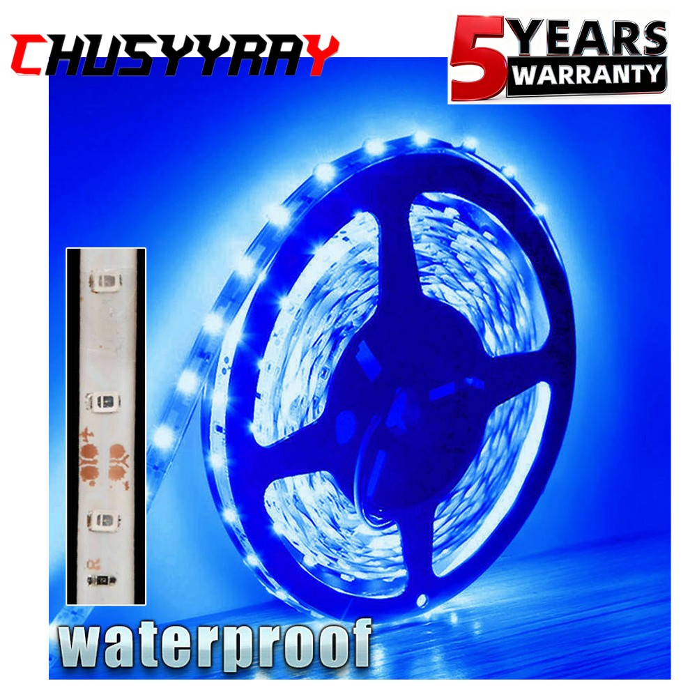 RV Marine Boat 18 Feet Flexible Blue LED Strip Tape Lights 18 AWG 5M Backing