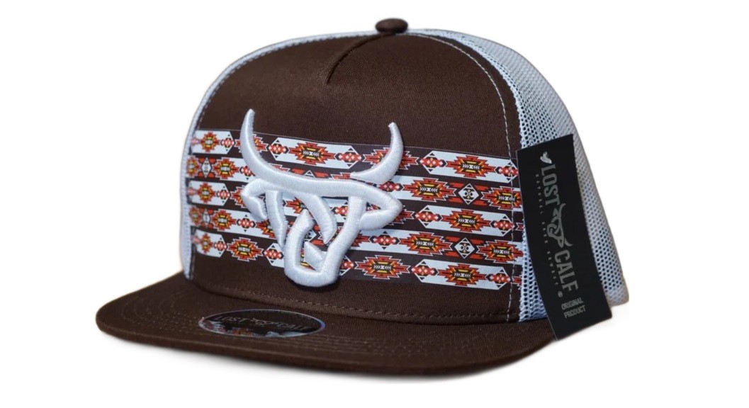 Lost Calf 3D Logo Brown White - Hats Cap - Koda Brown Flat