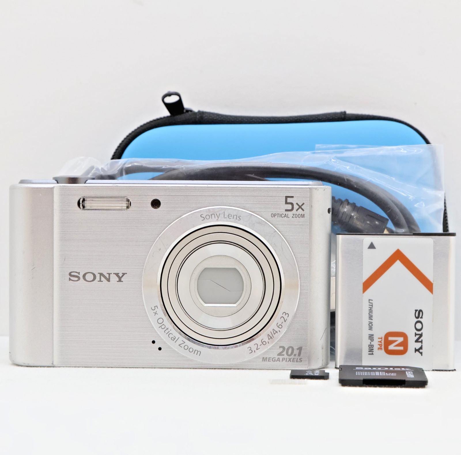 Sony Cybershot DSC-W800 20.1MP Compact Digital Camera Silver Tested Full Kit